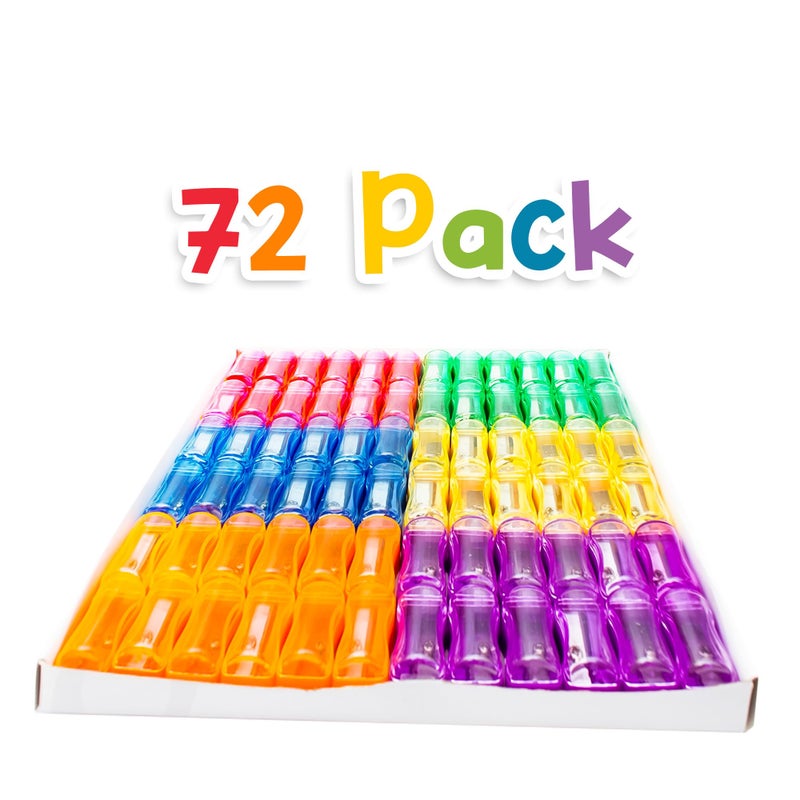 Fun Central 72 Pack Assorted Color Plastic Manual Pencil Sharpeners with Caps â€“ Bulk Classroom, Office, and Party Favor Supplies - Image 3